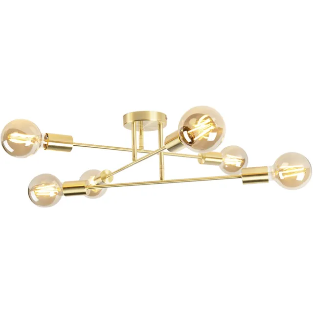 QAZQA sydney - Industriele Plafondlamp - 6 lichts - Ø 550 mm - Messing - Industrieel - Woonkamer | Slaapkamer | Keuken