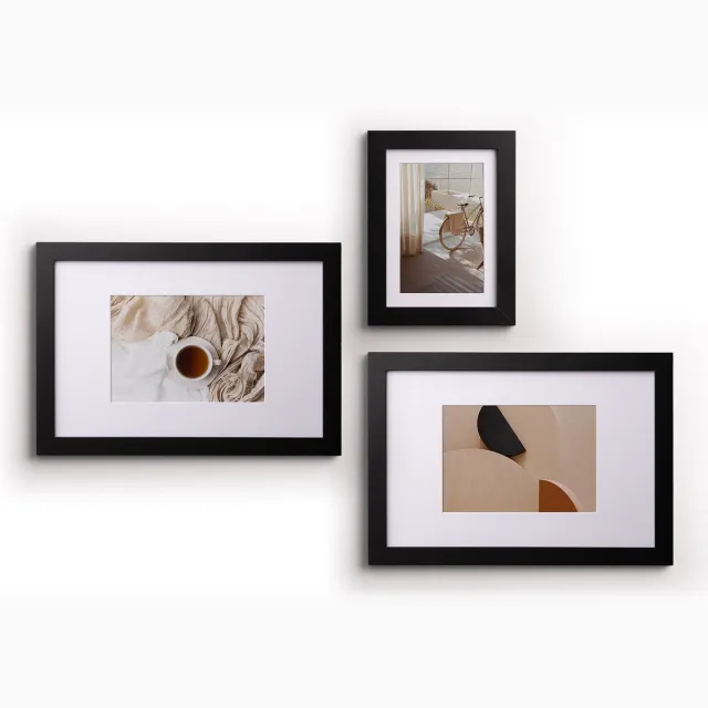 Deknudt Frames Collage photo wall - set van 3 fotolijsten (1 x (13 x 18 cm – 10x15cm) en 2 x (20 x 30 cm – 13x18cm)) - zwart - MDF-houten fotolijst - hangen of staan - meerdere foto's