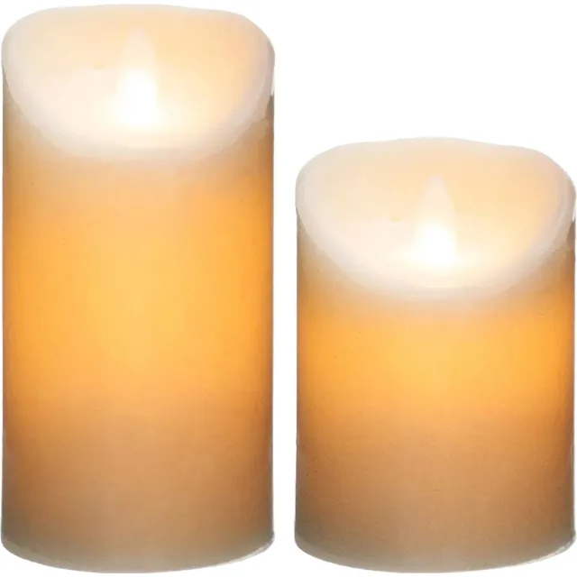 Atmosphera Led stompkaarsen set - 2x stuks - Warm licht - 14,5 en 20 cm Wit