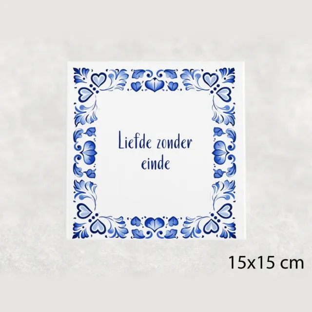 Voici Voilà Spreuk tegel 15x15 cm Liefde zonder einde () Wit met tekst