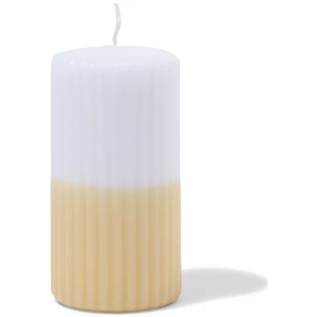 HEMA Stompkaars ⌀7x13cm Ribbel Wit-lichtgeel (lichtgeel)