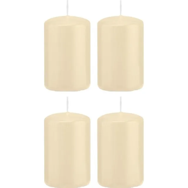 Trend Candles Cilinderkaars/stompkaars - 4x - cremewit - 5 x 8 cm - 18 branduren - met brandvertragende folie