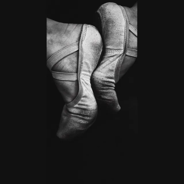WANDKRAFT Schilderij - ballet - Collectie Moves - Dibond wit - 48x98cm Black-White