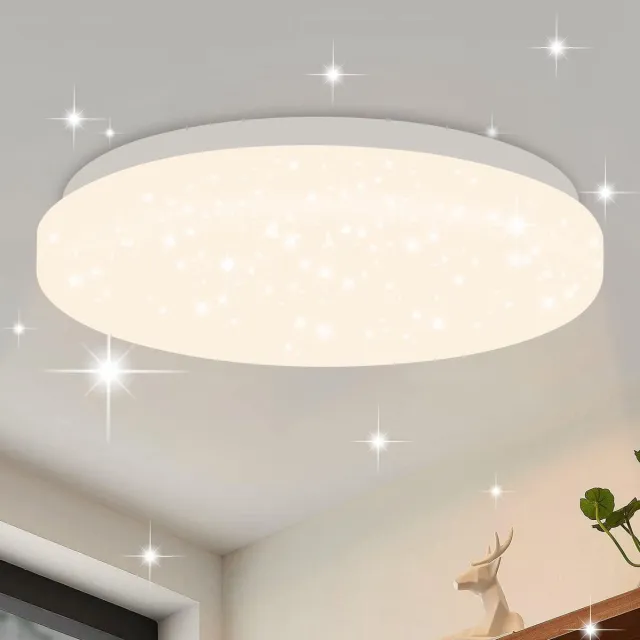 Glitzerlife Plafondlamp Led - Sterrenhemel Design - LED Neutraal Wit - Niet Dimbaar - Energiezuinig - Kunststof - Ø21cm - Rond 4000K