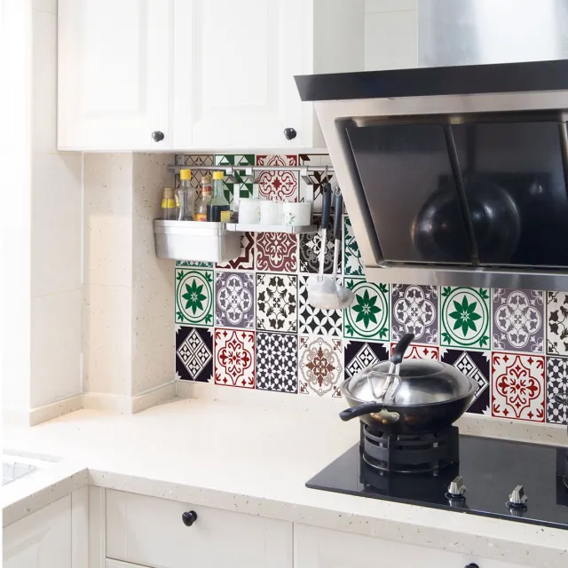Ambiance Sticker Zelfklevende tegelmuurstickers voor keuken en badkamer - 24 Chloetina Azulejo tegelstickers - 24 stickers 20x20cm Multi color