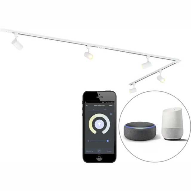 QAZQA smart led moderne railsysteem verlichting, railverlichting set - Iconic Jeana - wit, 2700K - 6500K, dimbaar, 5-lichts, 300cm, ideaal als keuken