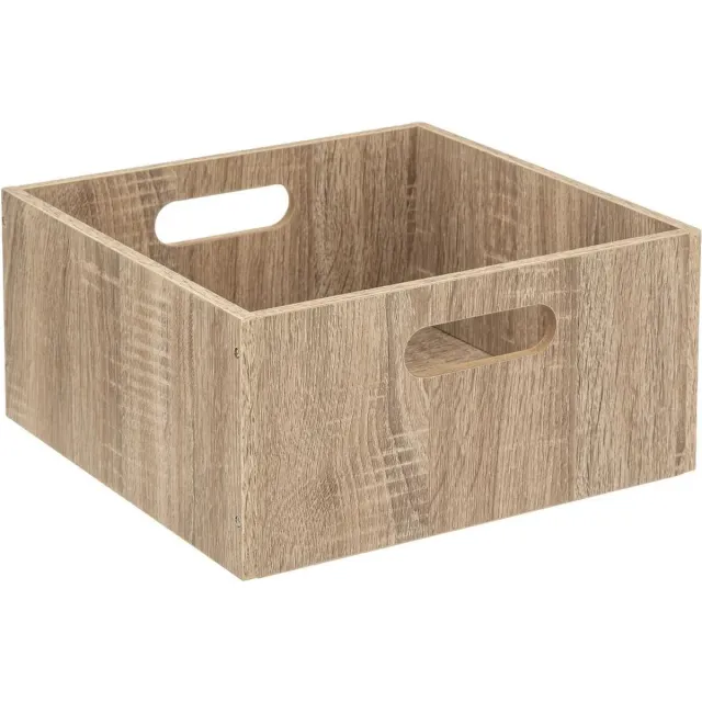 5Five® 5five Opbergmand/kastmand van hout - lichtbruin - 14 Liter - 31 x 31 x 15 cm - Opbergboxen - Vakkenkast manden