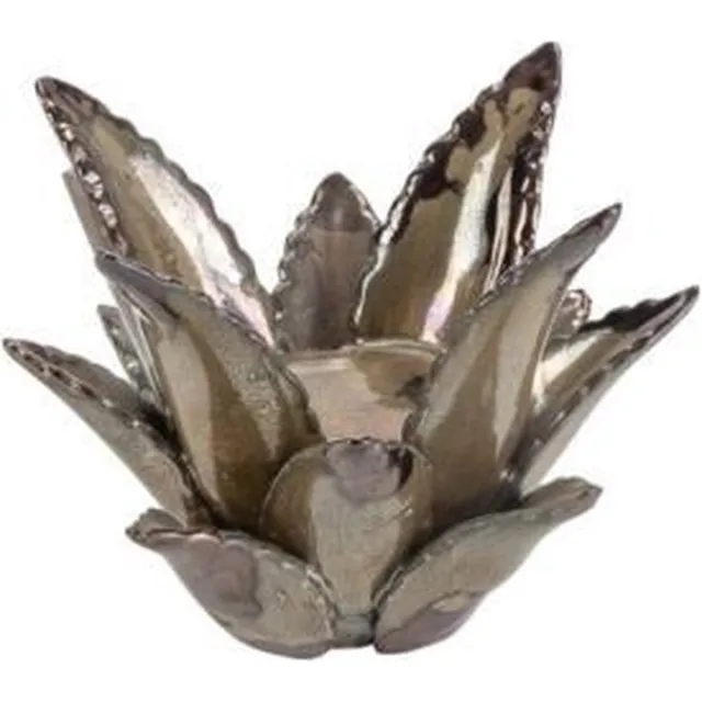 Peri Living Waxinehouder - Keramiek - Agave - Groen - 12 x 12 x 9 cm