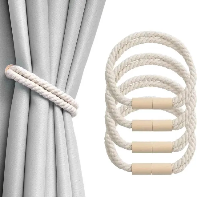 OEMG 4 stuks gordijnbinders, magnetische gordijnbinders, 50 cm gebroken witte gordijnen, gordijnbinders van katoen en linnen, voor woonkamer, keuken, slaapkamer Veelkleurig