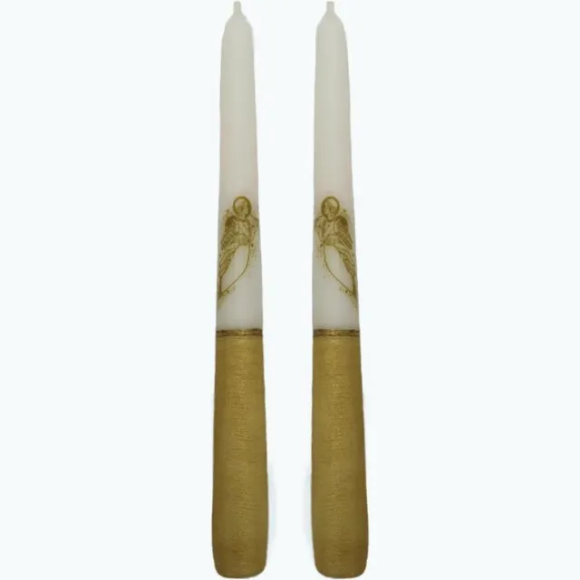 Van Licht Kerstkaarsen Goud set van 2 stuks wit/goud