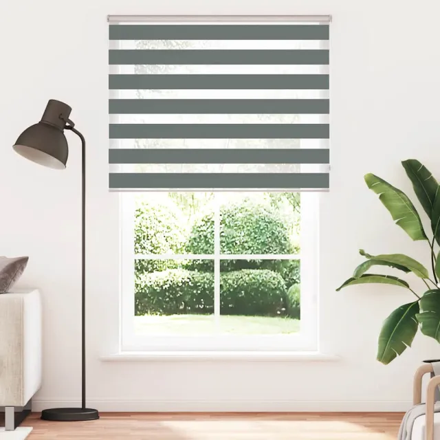 vidaXL Zebra rolgordijn 145x230 cm stofbreedte 140,9 cm donkergrijs