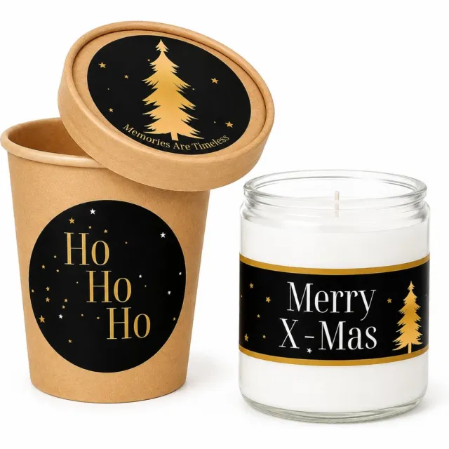 Memories Are Timeless Kerstcadeau met Kaars - Merry X-Mas - Kaars 50 Branduren - Zwart Goud