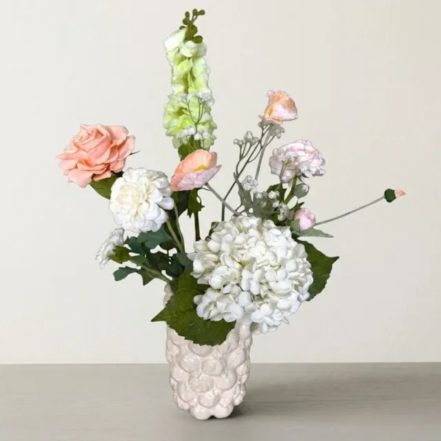 Luviore Luxe Kunstbloemen Boeket - Zijden Bloemen - Real Touch - Wit & Pastel Roze Wit fuschia
