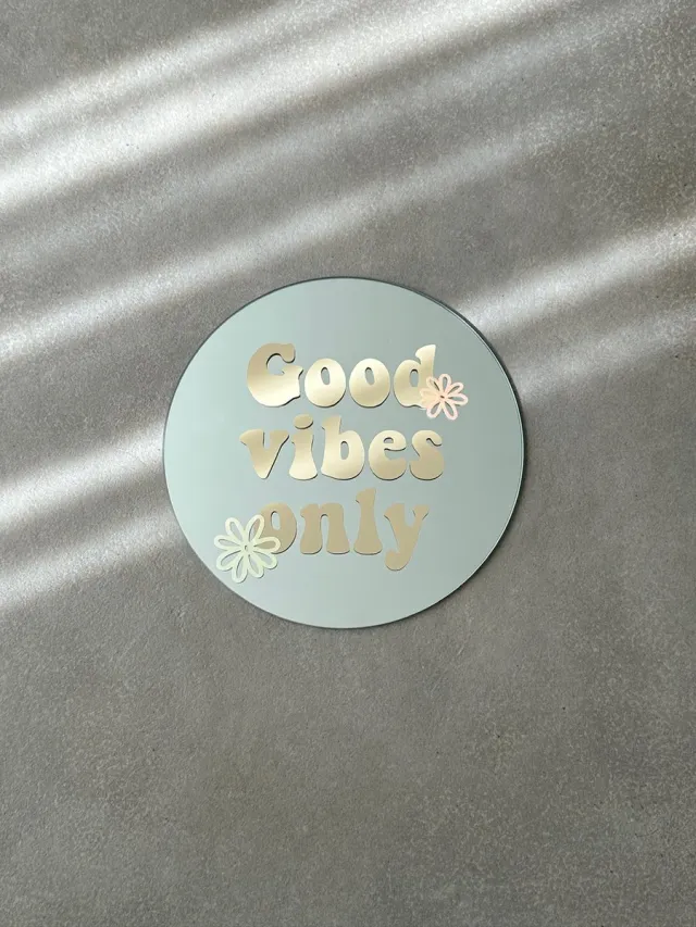 Blemzstudio good vibes spiegel - 20 cm - rond sand