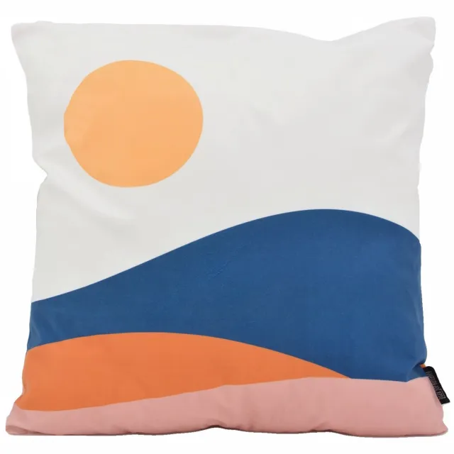 Gek op Kussens! Rising Sun Kussenhoes | 45 x 45 cm | Katoen/Polyester Blauw/Beige