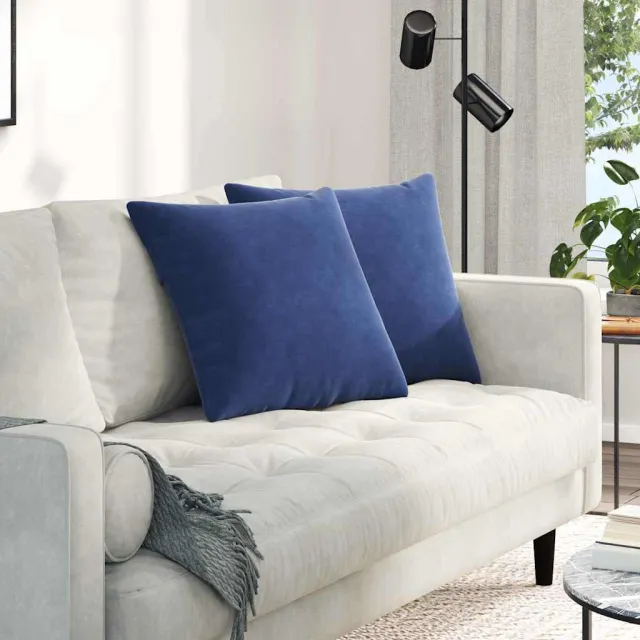 vidaXL Sofa Kussens 2 st fluweel Politieblauw 50 x 50 cm