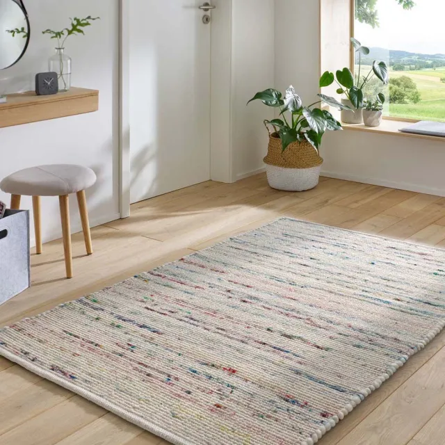 Tapeso Wollen loper - Bokn wit/multi 70x240