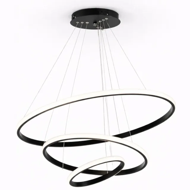 Lichtendirect Plafondlamp Zwart - 3 ringen – Hanglamp – Verstelbaar – Plafonniere binnen lamp – Modern plafondlamp
