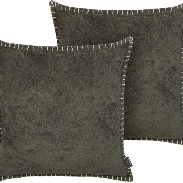 Beliani MELUR - Sierkussen set van 2 - Donkergrijs - 45 x 45 cm - Katoen