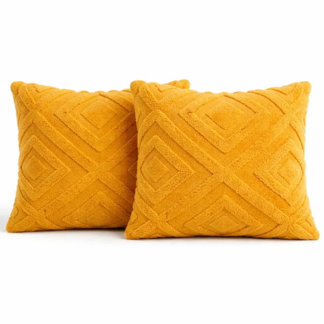 Trovano Sierkussens set van 2 40x40 cm Okergeel | Inclusief binnenkussens | Vierkante, Luxe & Zachte kussens voor Bank & Woonkamer