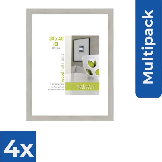 Nielsen Apollo zilver 30x40 hout 8988020 - Fotolijst - Voordeelverpakking 4 stuks Zwart