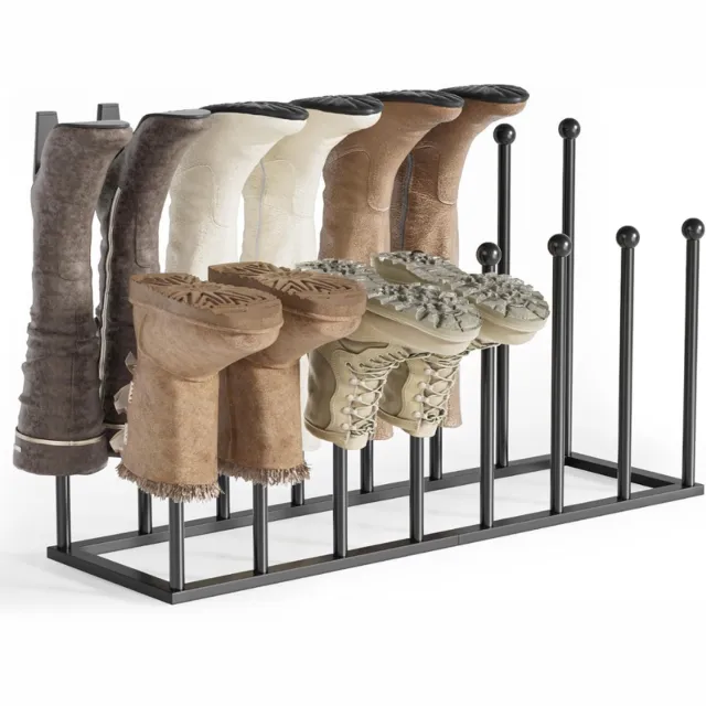 VELZINO® Laarzenrek - Schoenenrek voor Buiten - 8 Paar Zwart