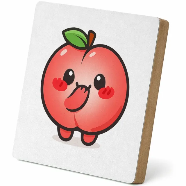 Mr Cadeautjes MDF staande fotolijst 15,2 x 15,2 - design Een schattige maar een tikje brutale fruitfiguur met een ver | cadeau Wit