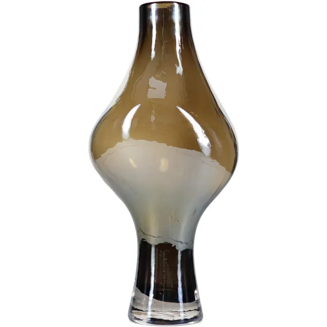 Fameilleur vaas 19xH38,5cm organic metallic grijs Vesper - glazen decoratieve bloemenvaas, voor bloemen, takken en droogbloemen, woondecoratie voor modern interieur, mooi als cadeau