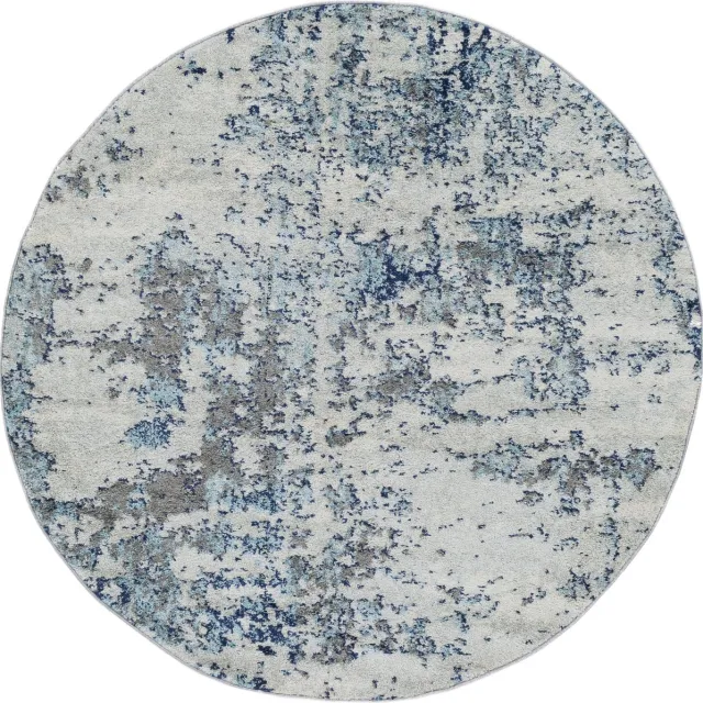 Surya Sarah rond vloerkleed modern abstract blauw