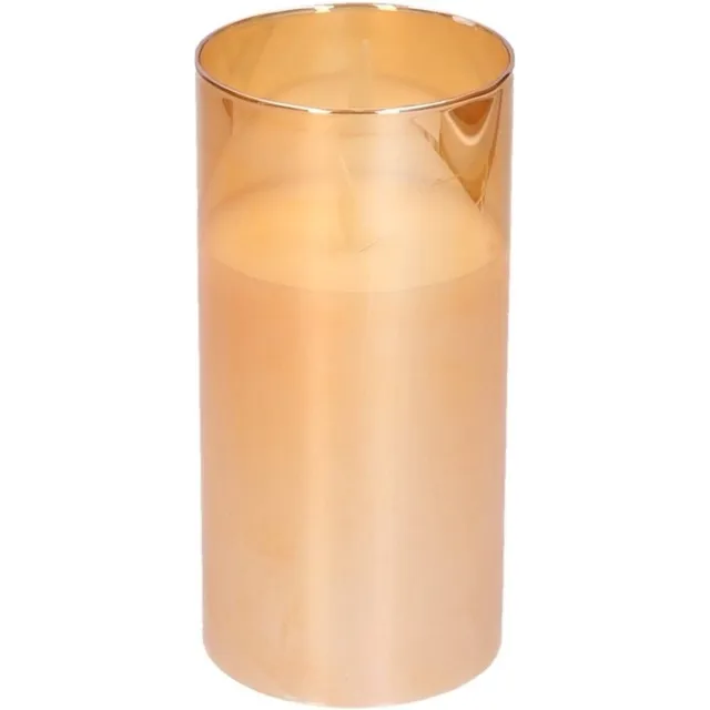 PEHA Luxe LED kaars/stompkaars in gouden glas 15 cm flakkerend - Kerst diner tafeldecoratie - Home deco kaarsen