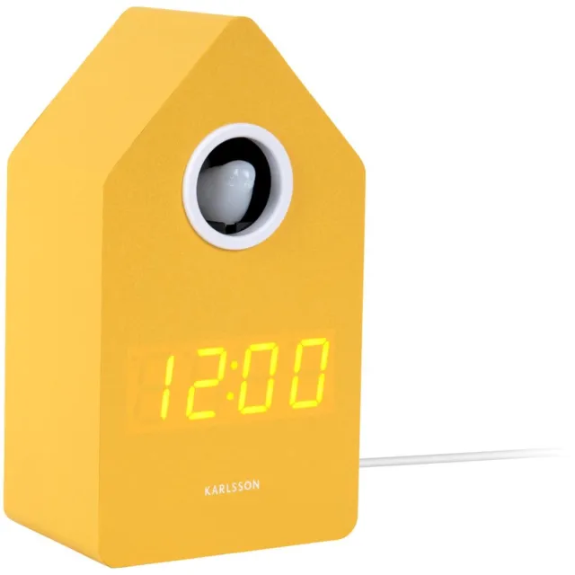 Karlsson Wekker Cuckoo Led - Geel - 9x9x15.8cm - Modern - Wekker voor slaapkamer - Wekkers