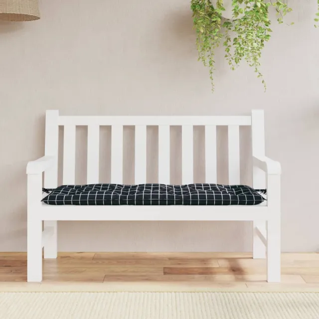 vidaXL Tuinbankkussen ruitpatroon 120x50x7 cm stof zwart