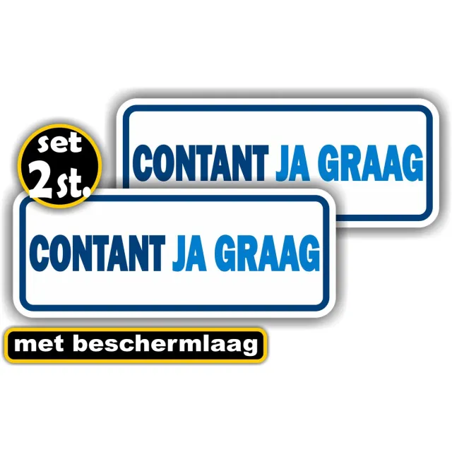 JERMA allerhandestickers Jerma - Contant Ja Graag - Sticker - Set 2 st - 10 x 20 cm – Binnen & Buiten - Zelfklevend - Vinyl Jerma-Contant