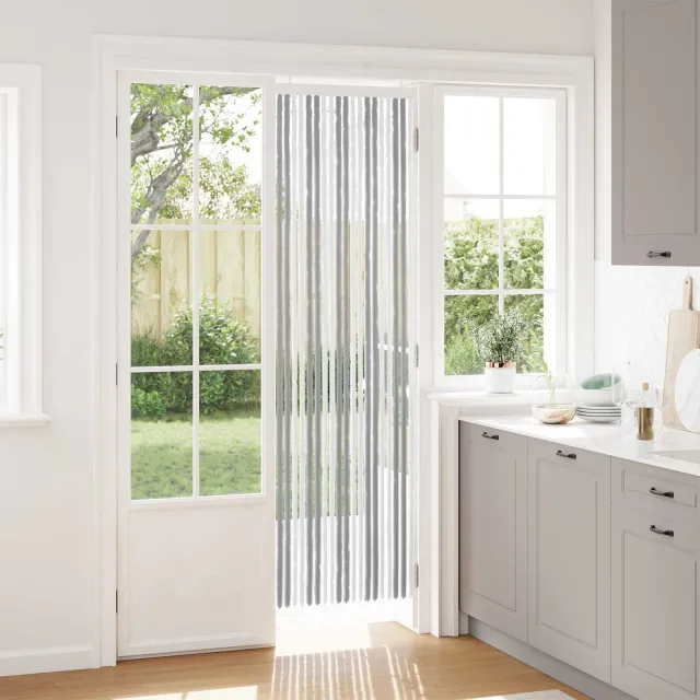 vidaXL Insecten Gordijn Chenille Grijs en Wit 56 x 200 cm 100% PP
