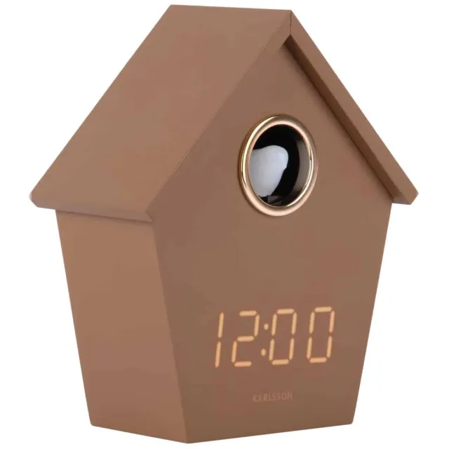 Karlsson Wekker Riqueza Cuckoo - Mokka - 6.8x13x15.3cm - Modern - Wekker voor slaapkamer - Wekkers Bruin