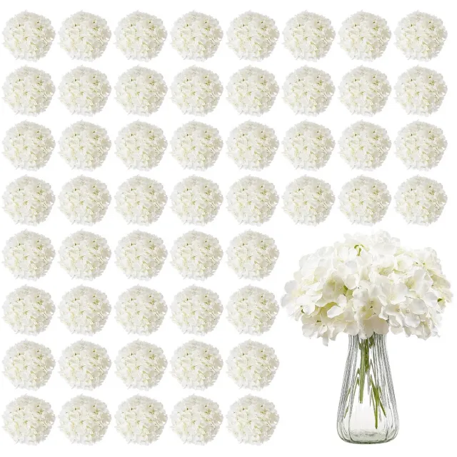 Cherrys Finds 65 Stuks Kunstbloemen - Hortensia Kunstbloem - Nepbloemen - Kunstbloemen Boeket - Kunstbloemen Boeket Voor Binnen En Buiten - Bruidsboeket - Wit