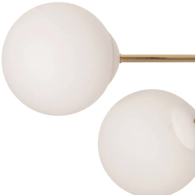 Euluna plafondlamp - 6lichts - Staal, glas - H: 26 cm - E14 - wit, goud, wit opaal