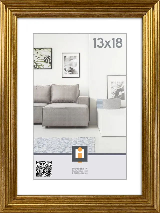 Cilgro Fotolijst goud 13x18cm rechthoekig kunststof glas.