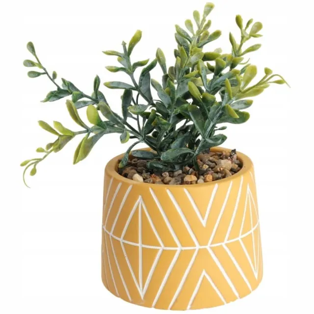 Koopman Sier Kunstplant - Cement Bloempot - 9,5x16 cm Geel;Beige;Bruin
