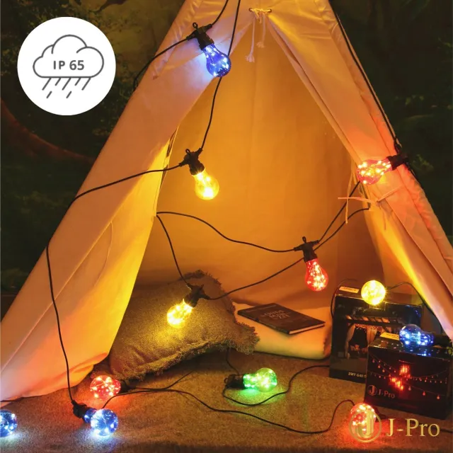 J-Pro JPro Magnum 20 Full Color LED Lichtsnoer Buiten op Netstroom 20 meter Tuinverlichting Multicolor - Buiten Lichtslinger Waterdicht en Energiezuinig - 20 LED Lampen Tuin Verlichting Met Stekker - 20+1,5m