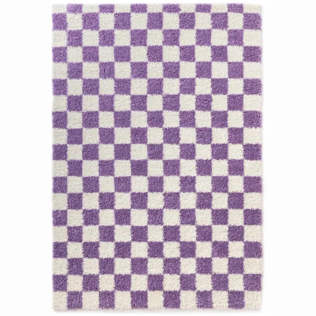 Boho&me Checkerboard vloerkleed - Check ivoor/lila 160x230