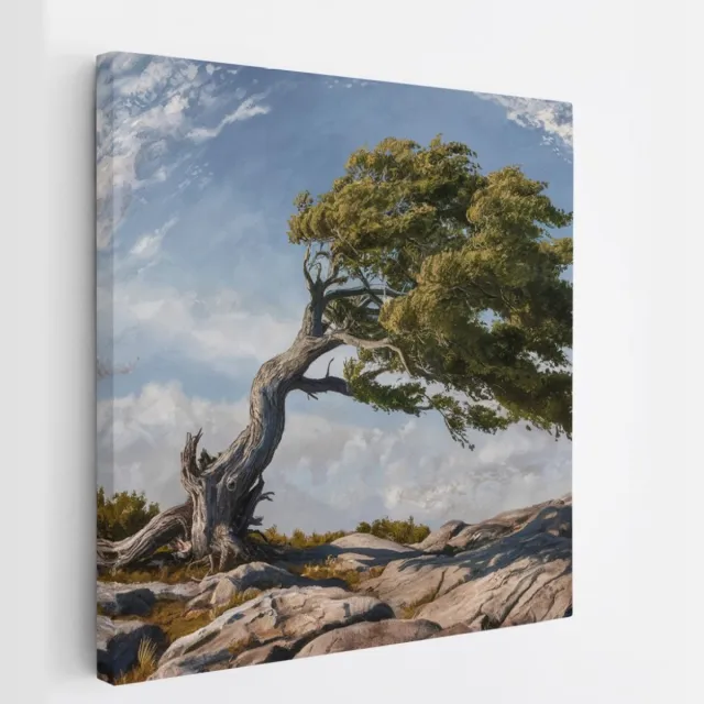 Saammp Canvas Schilderij - Vintage boom - Abstract - Landschap - Natuur - 60x60 - Foto op canvas - Wanddecoratie - Muurdecoratie Woonkamer - Slaapkamer decoratie - Canvas Print Multicolor