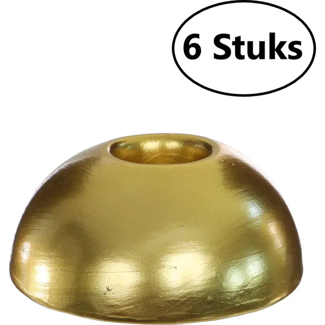 AllHomeDecorations 6 Kaarsenhouders Goud - h.3 Ø7 cm - Kaarsen tot Ø2.2 cm