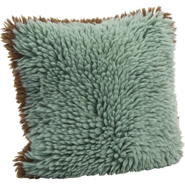 Madam Stoltz vierkante wollen sierkussenhoes 40x40 cm - turquoise/bruin