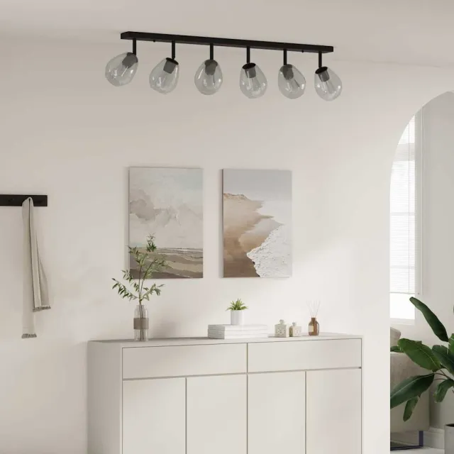 vidaXL Plafondspot Zwart 110,5 x 13 x 26 cm Glas en Metaal