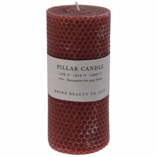 Koompan Decoratieve Pilar Kaars Honingraat 14cm - Stijlvolle Woondecoratie Rood, Geel, Lichtgrijs, Donkergrijs