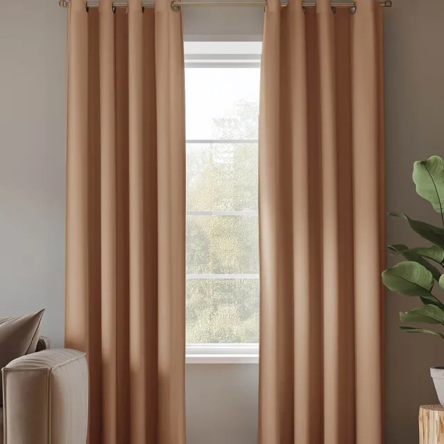 HOOMstyle Kant en Klaar gordijn met ringen Amber - Verduisterend - Geschikt voor gordijnroede - 140x270cm - Terra / Roest Terracotta