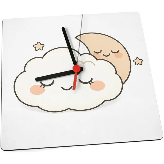 Mr Cadeautjes Klok 19 x 19 - design Rustige regenboogvrienden met gesloten ogen | cadeau Wit