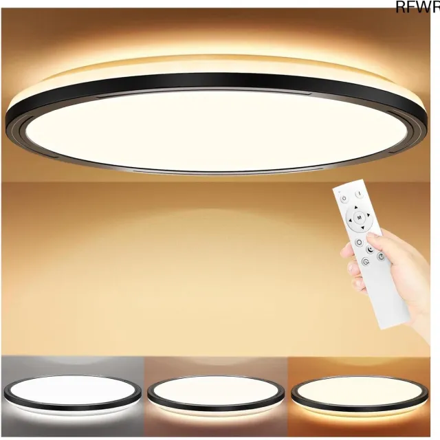 RFWR Dimbare LED Plafondlamp met Afstandsbediening - Perfect voor Slaapkamer, Woonkamer en Keuken Ø30Cm Zwart