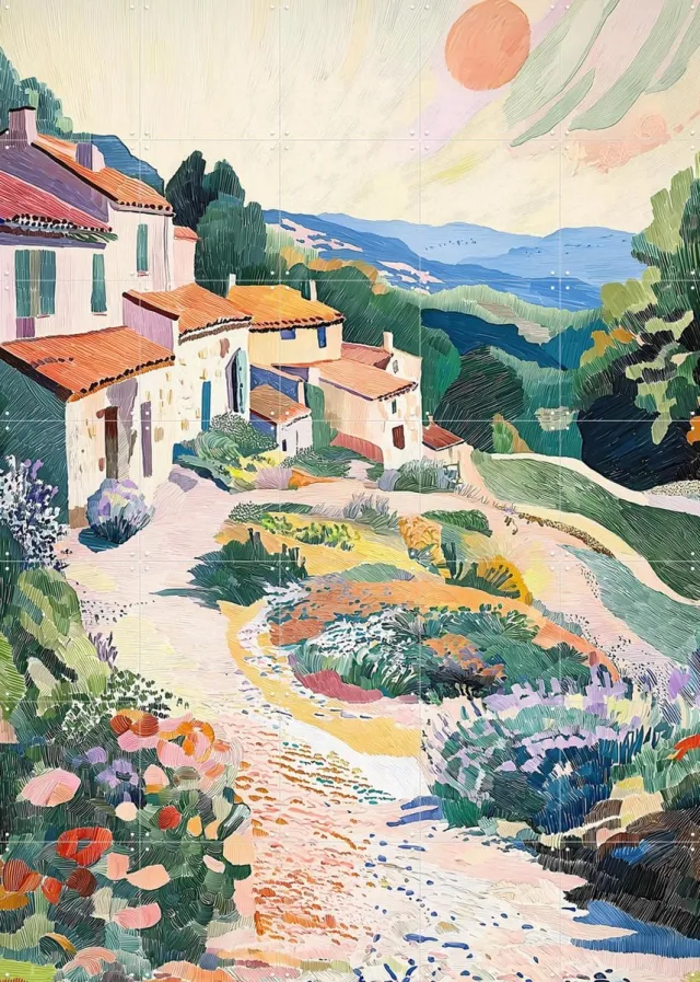 IXXI Tranquil Summit, Artclaud - 100 x 140 cm - Grote wanddecoratie en posters - Olieverf, Kleurrijk, Slaapkamer, Woonkamer, Studeerkamer, Bloemen Groen